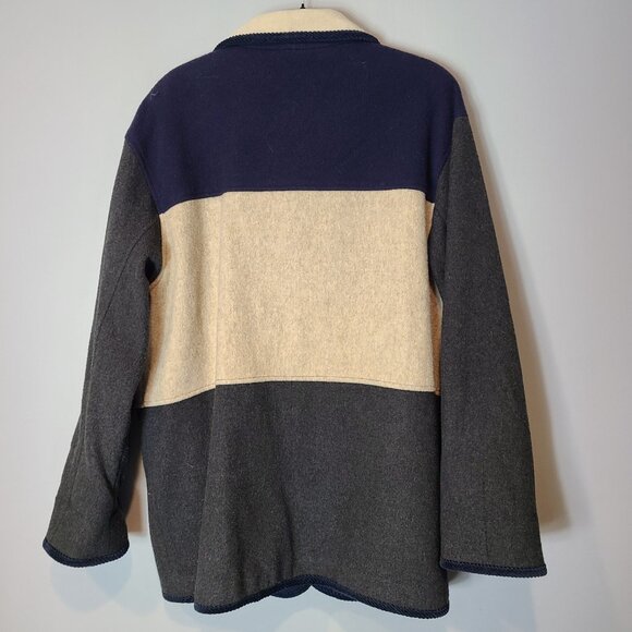 Mixed Media Wool Corduroy Field Jacket Barn Coat Womens Size 12 Old Money Preppy - Picture 9 of 9